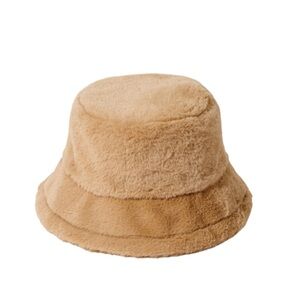 Cozy Tan Fluffy Bucket Hat, Luxury faux fur Hat, Soft Teddy Bucket Hat